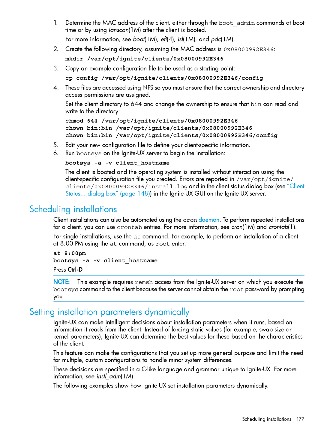 HP UX System Management Software manual Scheduling installations, Setting installation parameters dynamically, Press Ctrl-D 