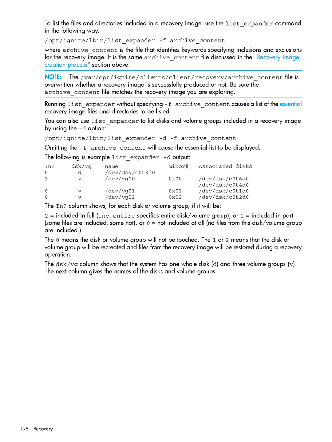 HP UX System Management Software manual Opt/ignite/lbin/listexpander -f archivecontent 