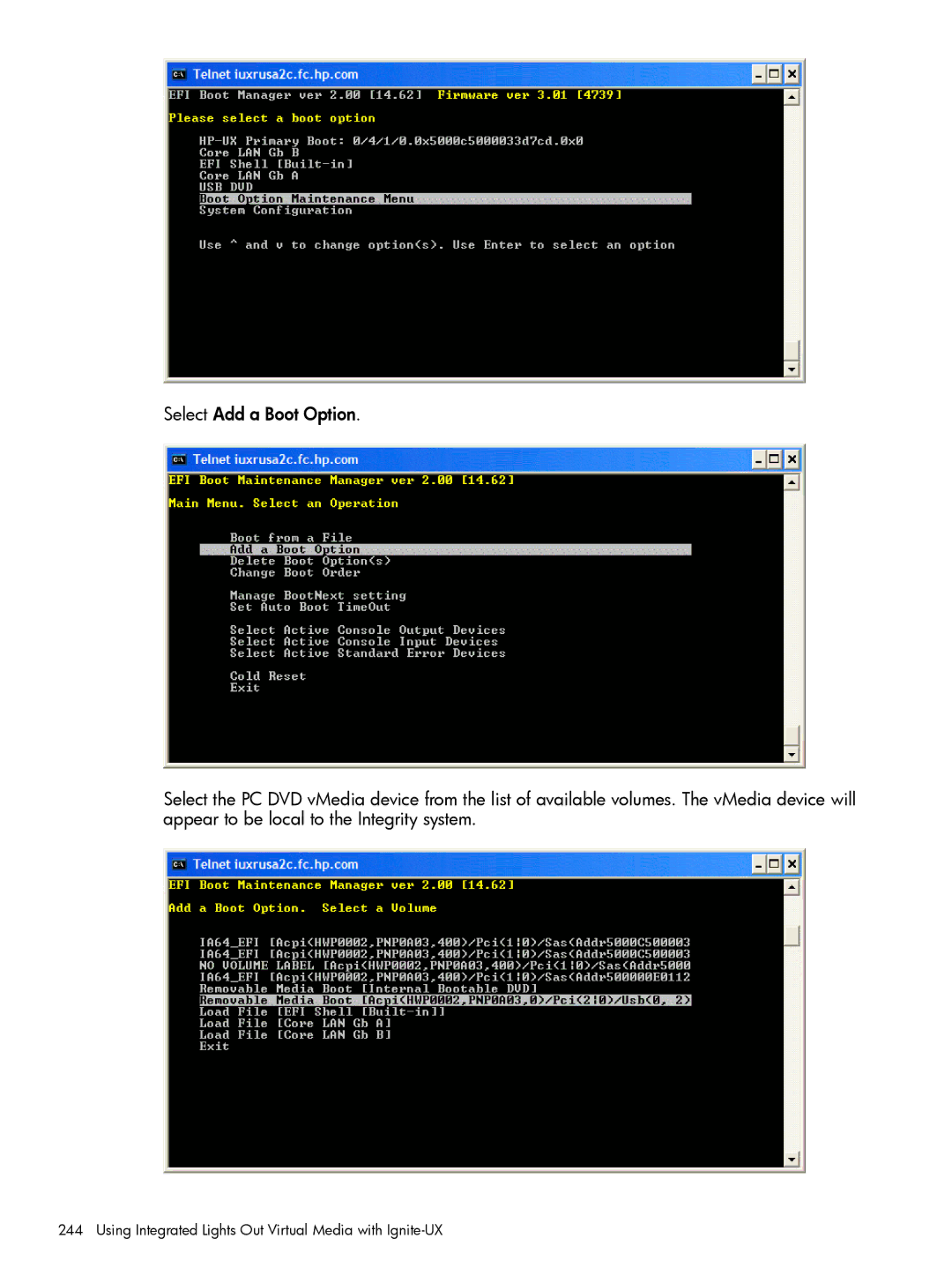 HP UX System Management Software manual Using Integrated Lights Out Virtual Media with Ignite-UX 