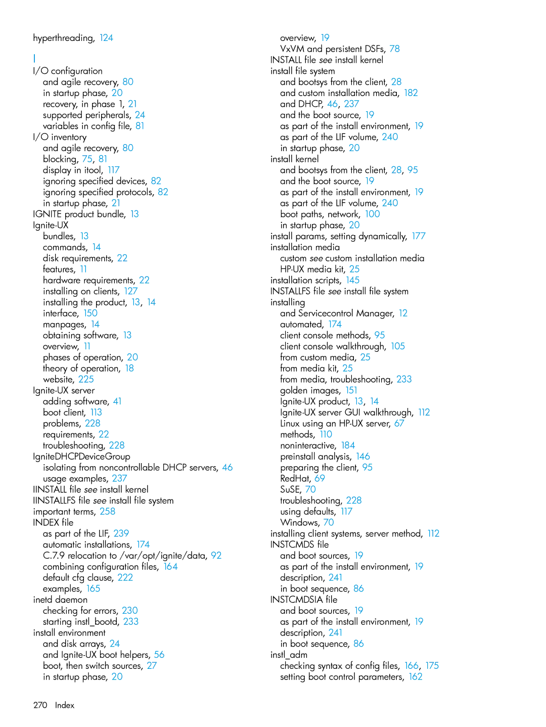 HP UX System Management Software manual Index 