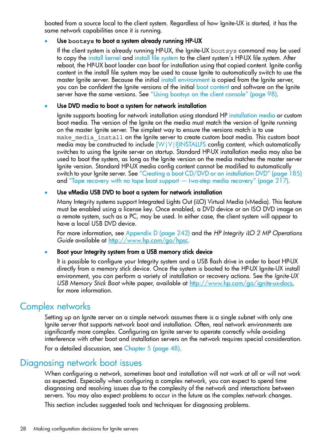 HP UX System Management Software manual Complex networks, Diagnosing network boot issues, For a detailed discussion, see 