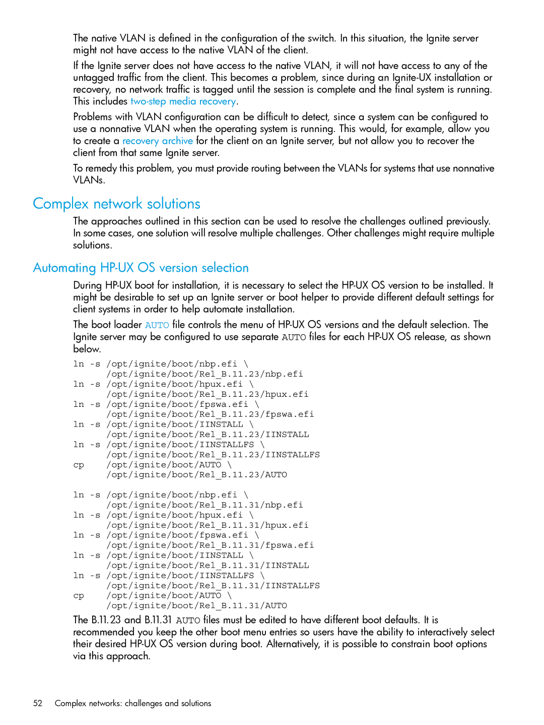 HP UX System Management Software manual Complex network solutions, Automating HP-UX OS version selection 