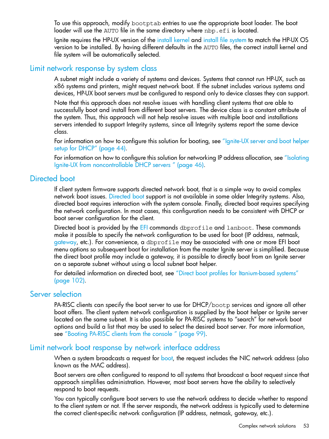 HP UX System Management Software manual Limit network response by system class, Directed boot, Server selection 