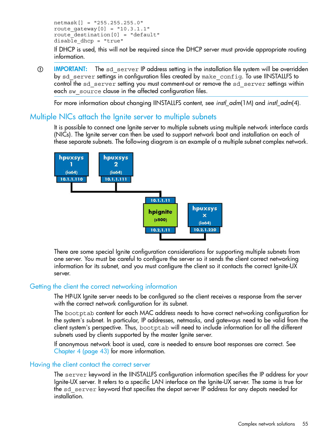 HP UX System Management Software manual Multiple NICs attach the Ignite server to multiple subnets 