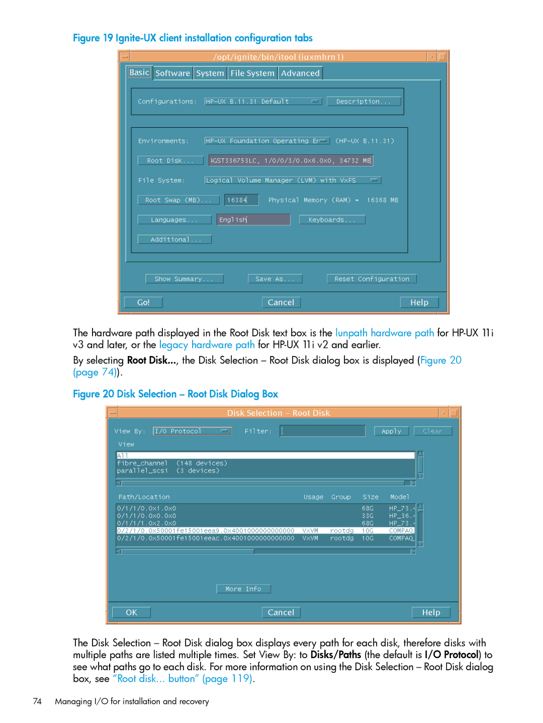 HP UX System Management Software manual Ignite-UX client installation configuration tabs 