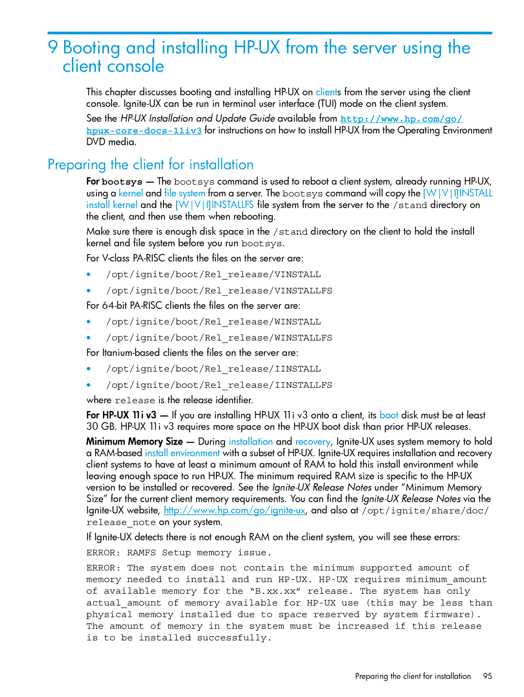 HP UX System Management Software manual Preparing the client for installation, Where release is the release identifier 