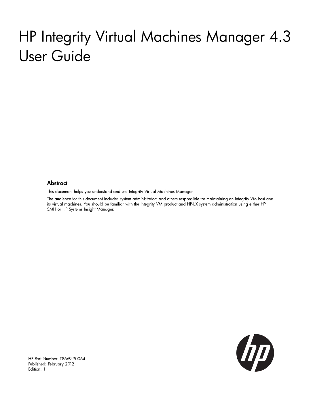 HP UX vPars and Integrity VM v6 manual HP Integrity Virtual Machines Manager 4.3 User Guide 