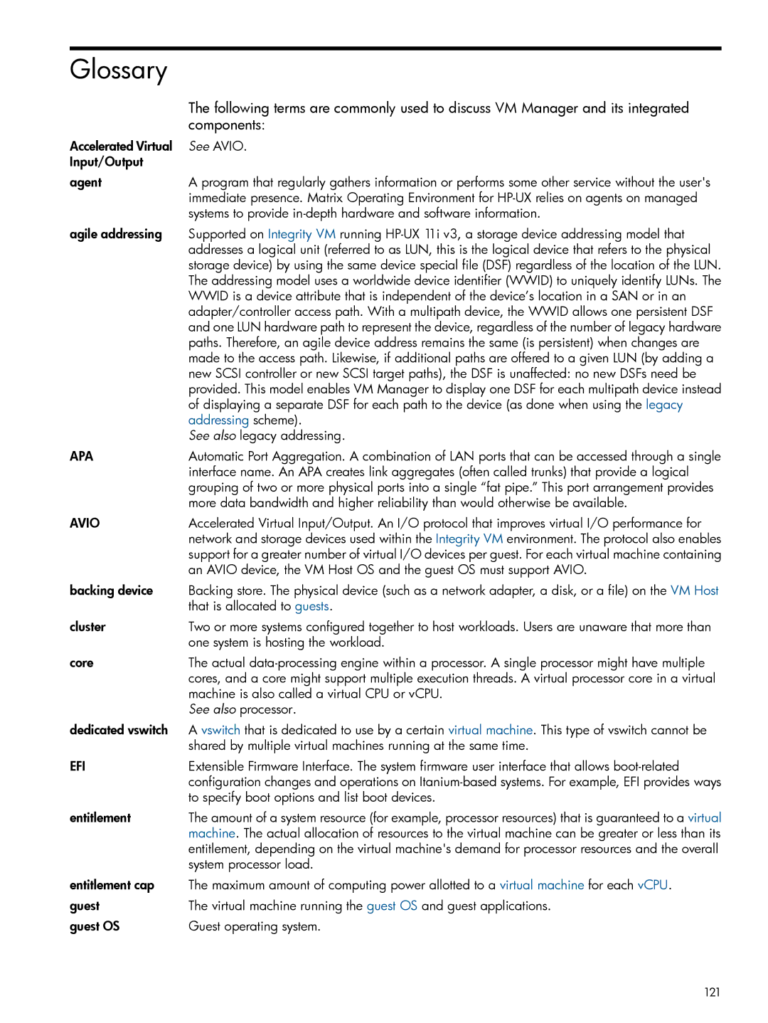 HP UX vPars and Integrity VM v6 manual Glossary, Components 