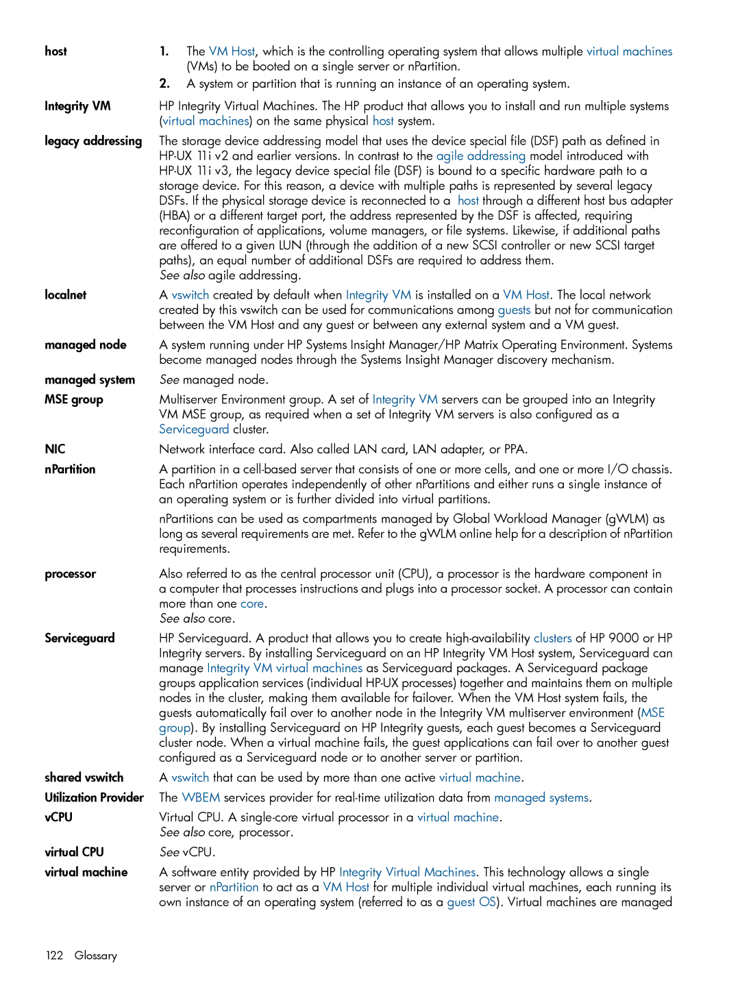 HP UX vPars and Integrity VM v6 manual See also core 