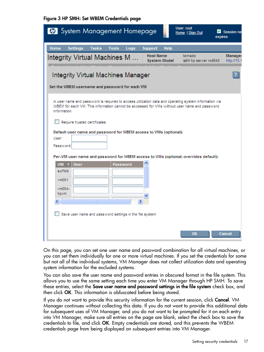 HP UX vPars and Integrity VM v6 manual Setting security credentials 