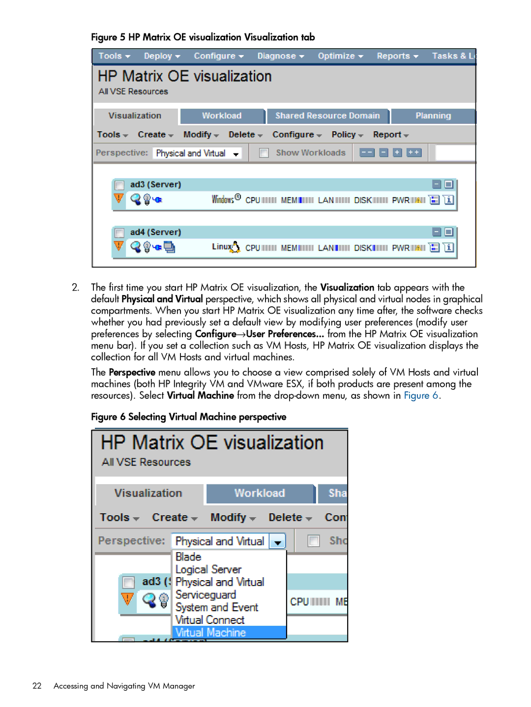 HP UX vPars and Integrity VM v6 manual HP Matrix OE visualization Visualization tab 