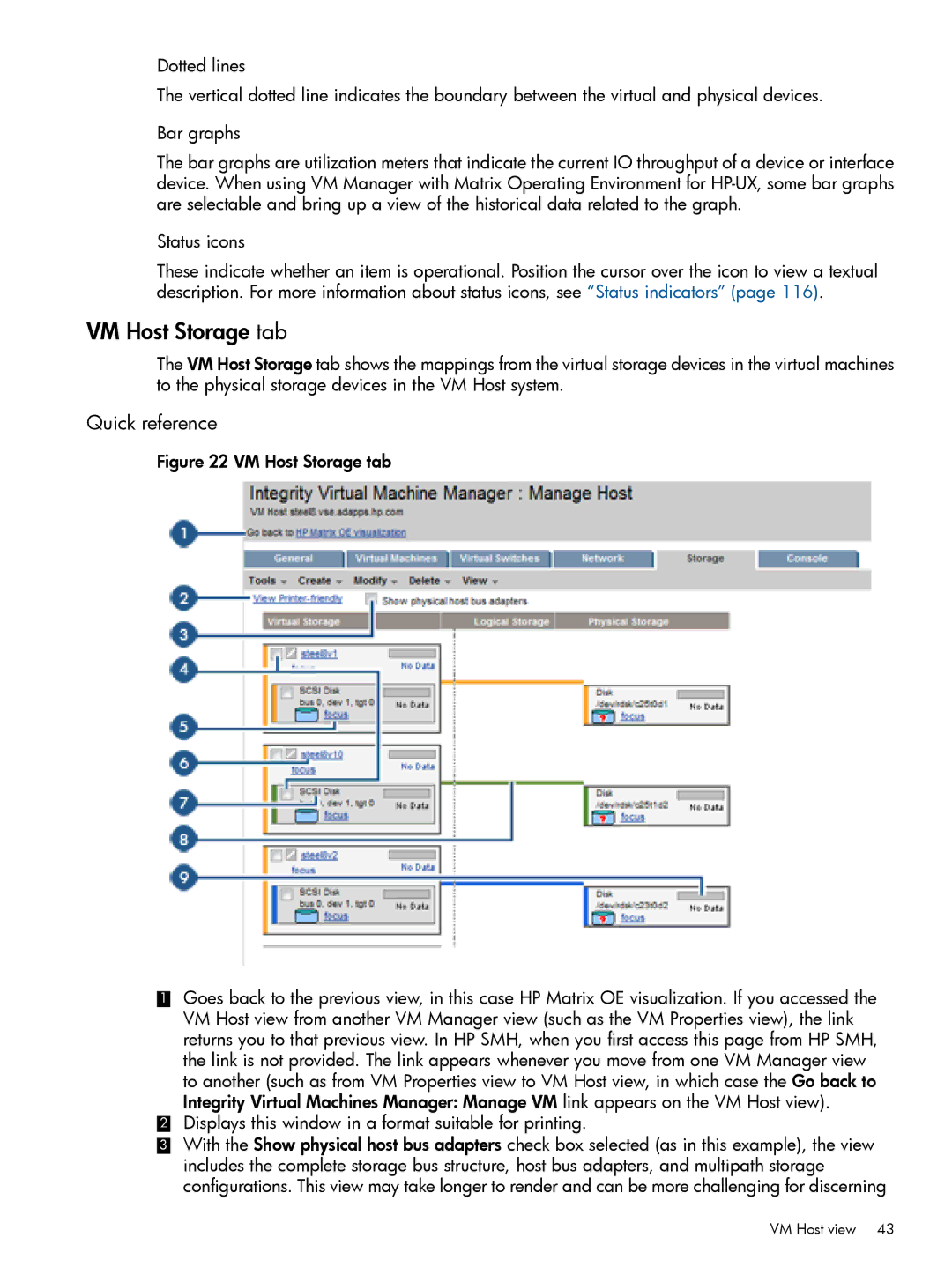 HP UX vPars and Integrity VM v6 manual VM Host Storage tab 