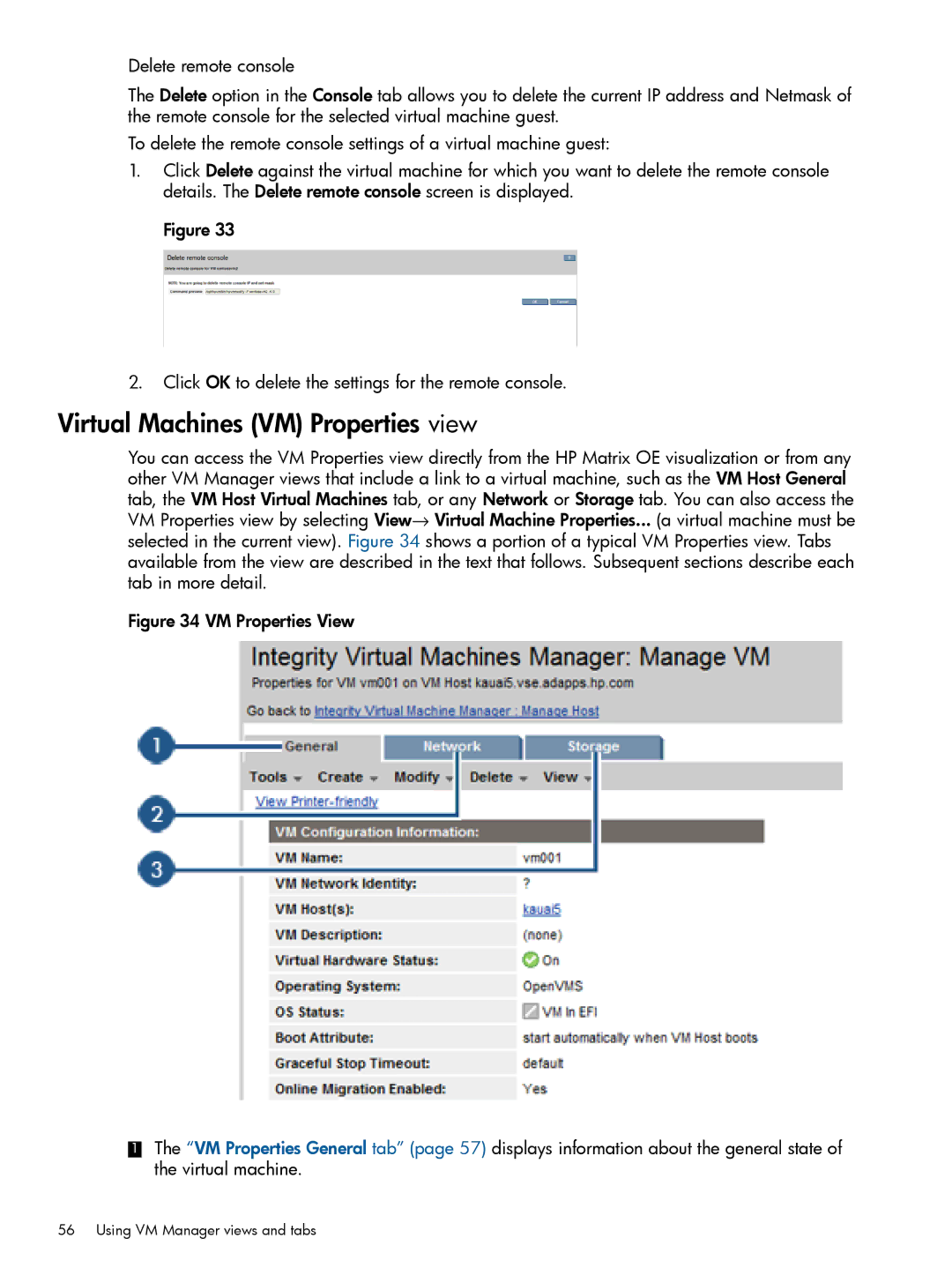 HP UX vPars and Integrity VM v6 manual Virtual Machines VM Properties view 