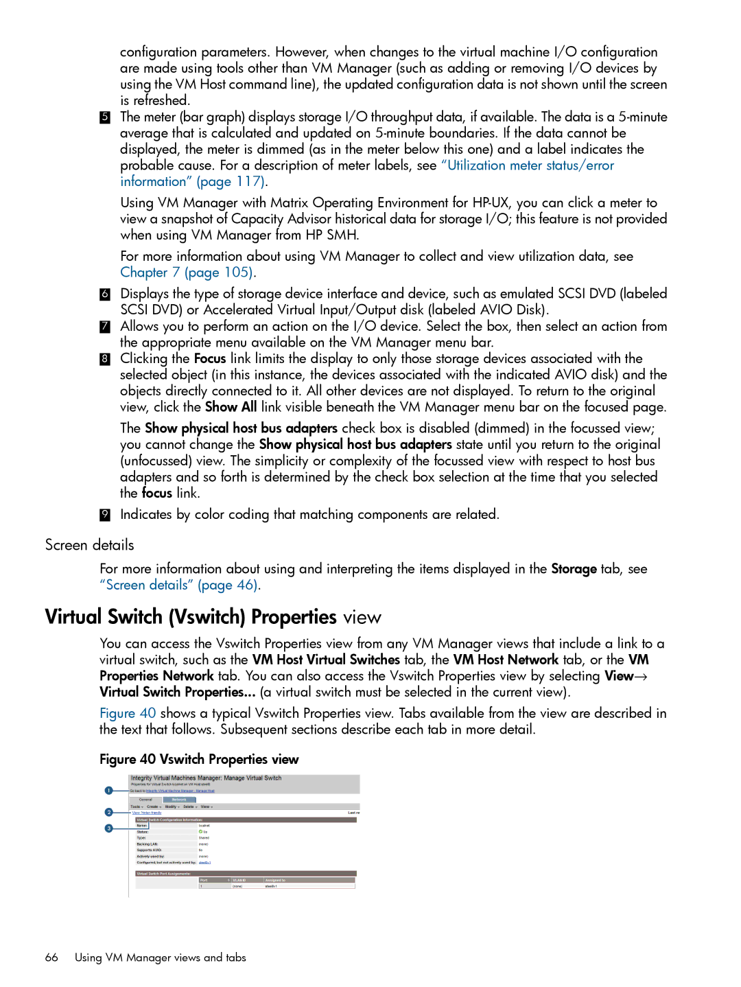 HP UX vPars and Integrity VM v6 manual Virtual Switch Vswitch Properties view 