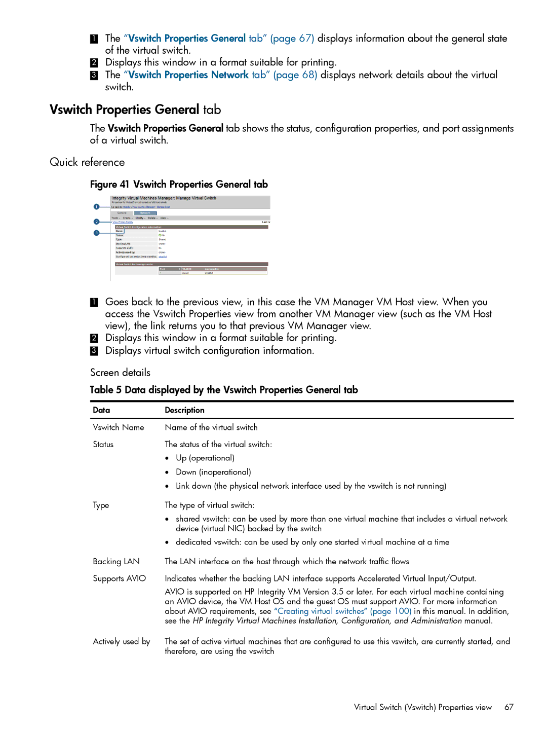 HP UX vPars and Integrity VM v6 manual Vswitch Properties General tab, Actively used by 