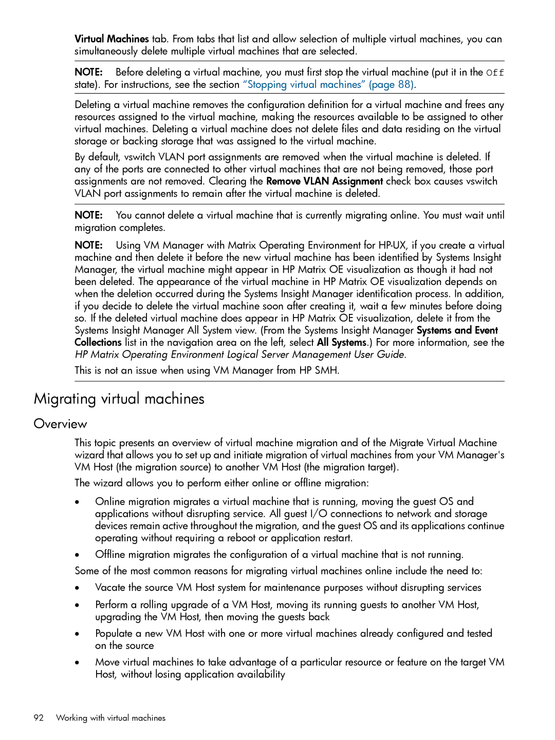 HP UX vPars and Integrity VM v6 manual Migrating virtual machines, Overview 