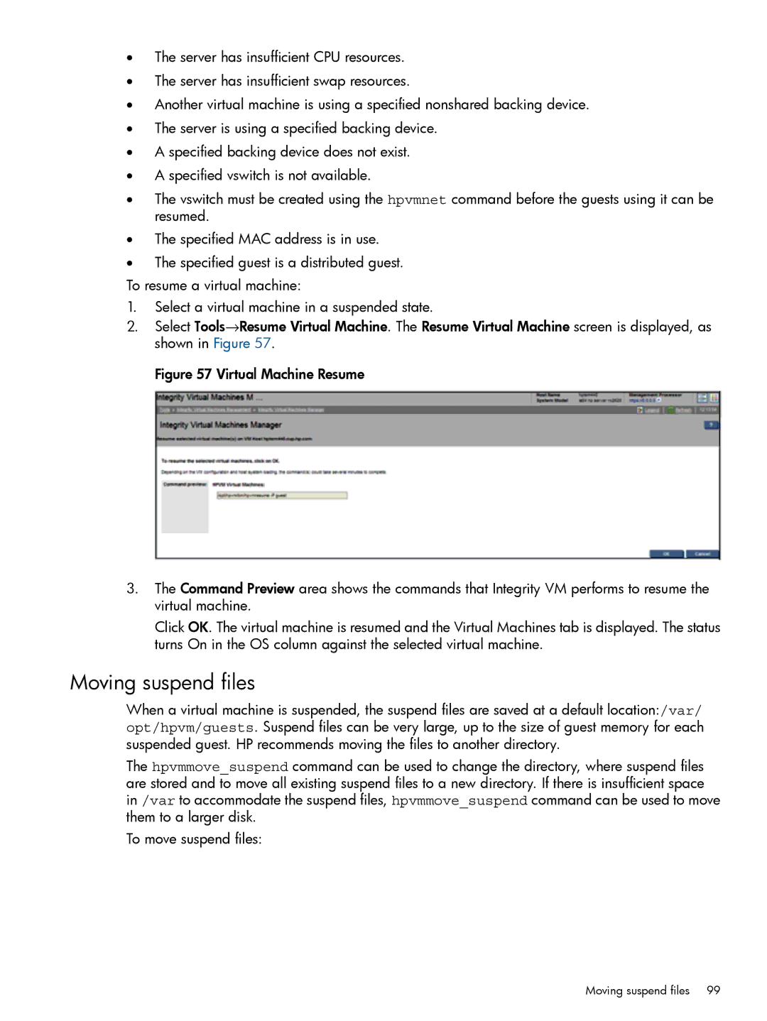 HP UX vPars and Integrity VM v6 manual Moving suspend files 