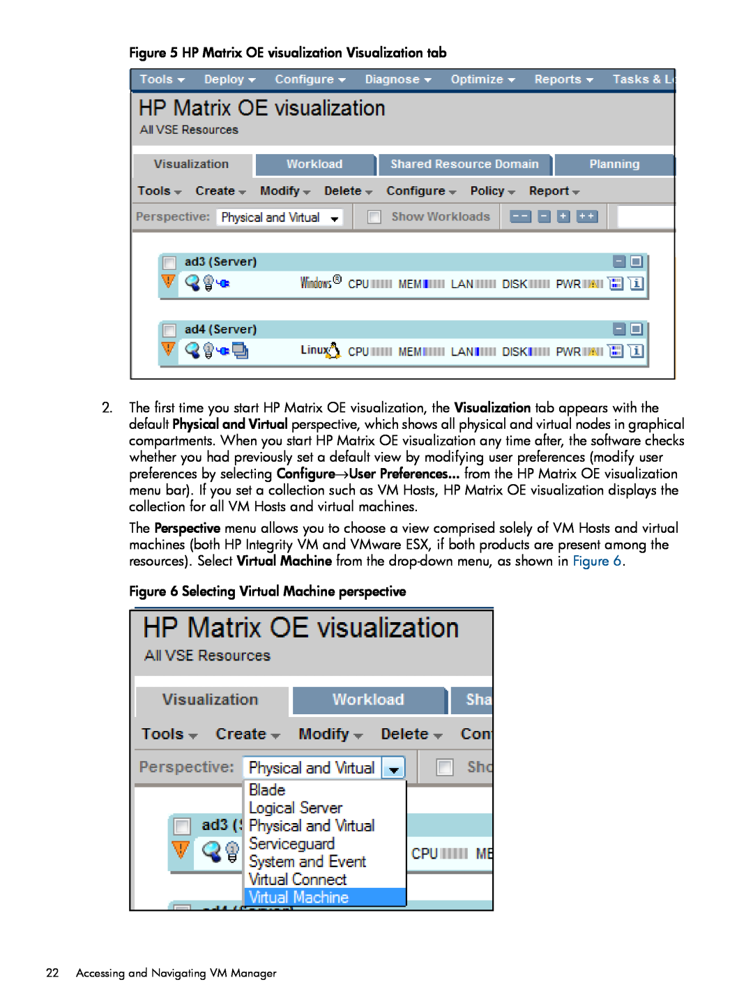 HP UX vPars and Integrity VM v6 manual HP Matrix OE visualization Visualization tab 