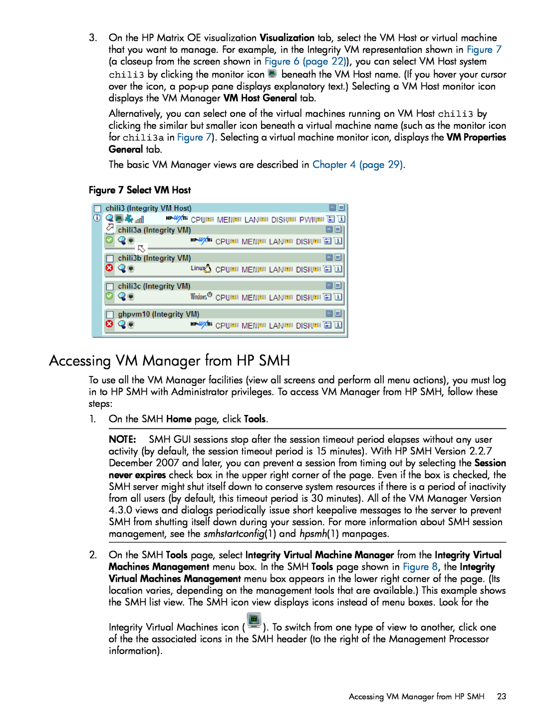 HP UX vPars and Integrity VM v6 manual Accessing VM Manager from HP SMH 