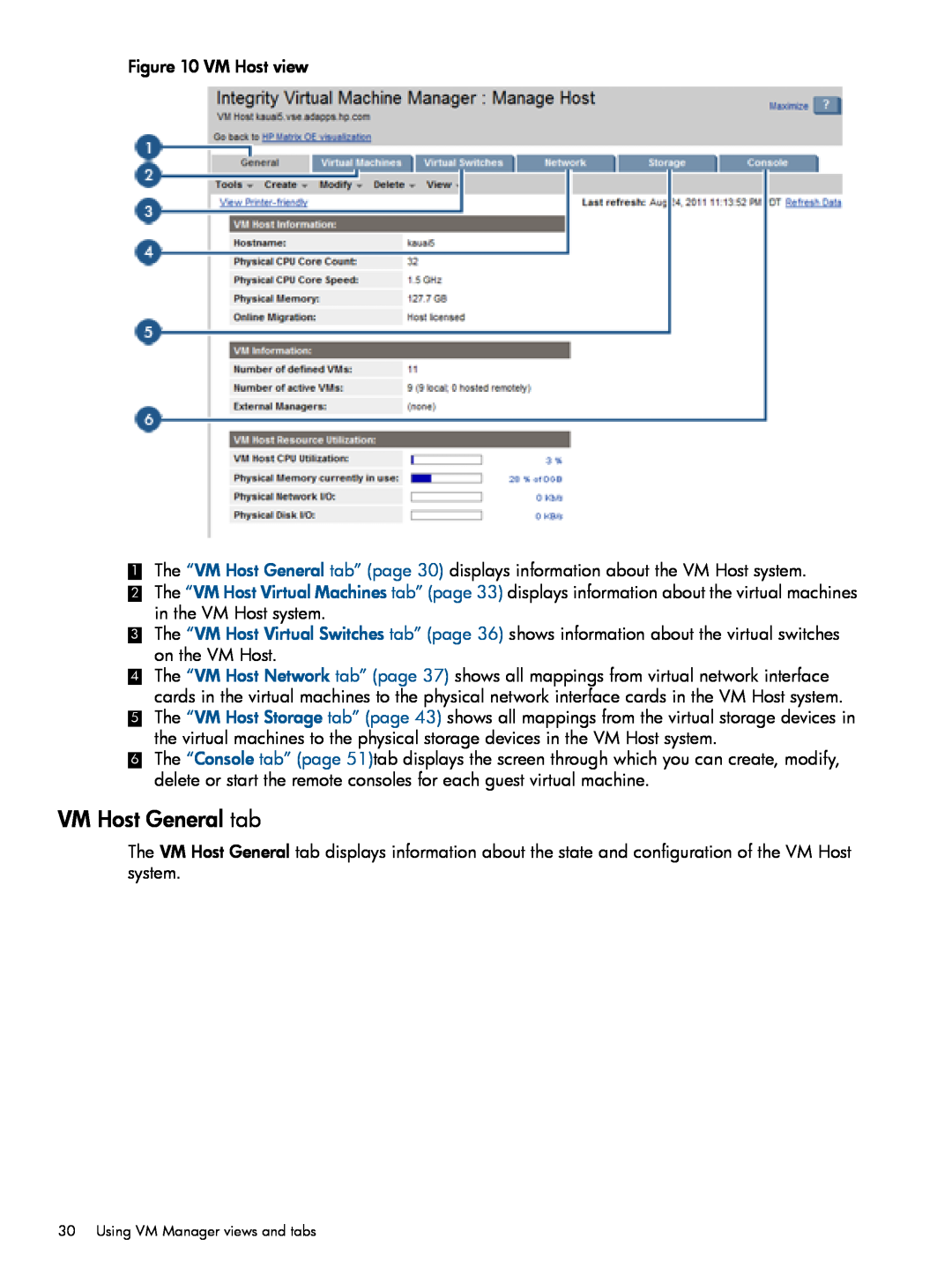 HP UX vPars and Integrity VM v6 manual VM Host General tab 