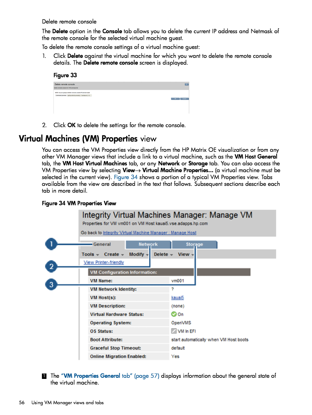 HP UX vPars and Integrity VM v6 manual Virtual Machines VM Properties view, Using VM Manager views and tabs 