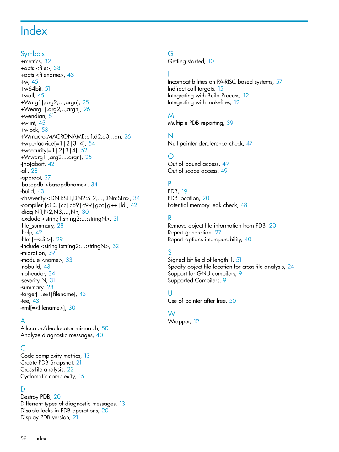 HP UX Web Development Tools manual Index, Symbols 