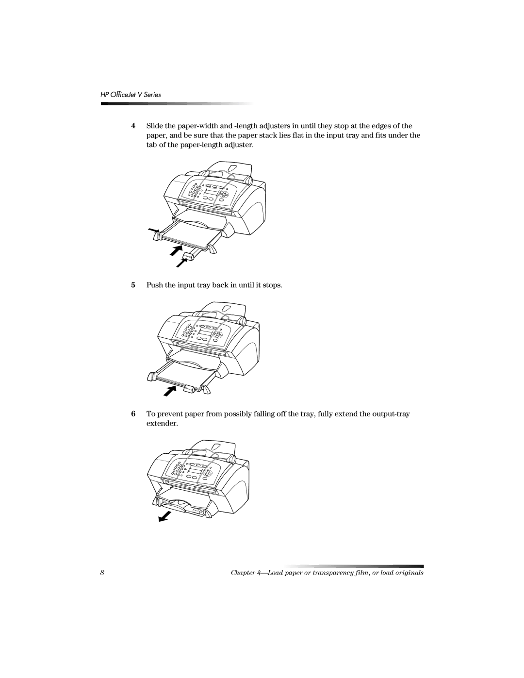 HP V manual Load paper or transparency film, or load originals 