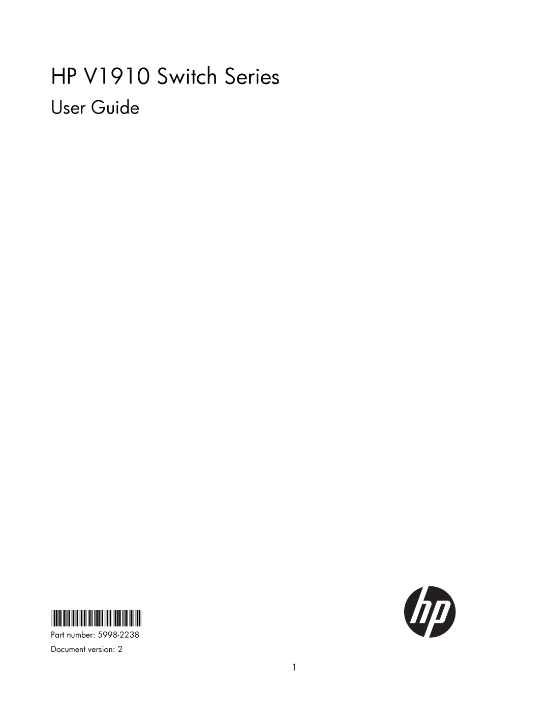 HP manual HP V1910 Switch Series, Part number Document version 