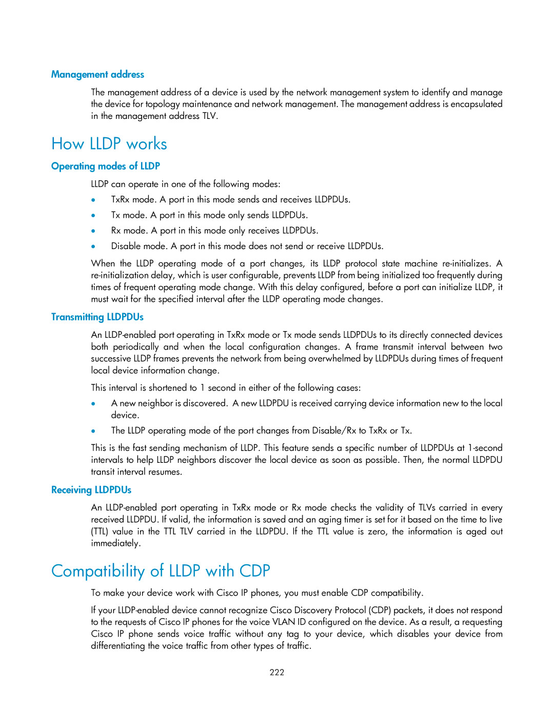 HP V1910 manual How Lldp works, Compatibility of Lldp with CDP 