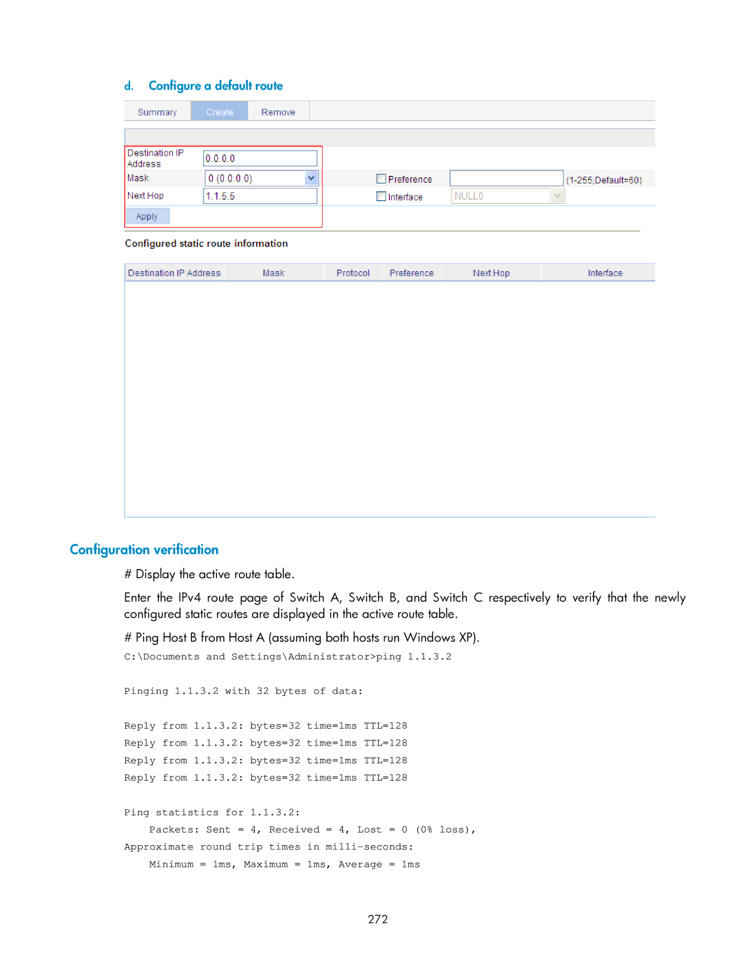 HP V1910 manual Configuration verification, 272 