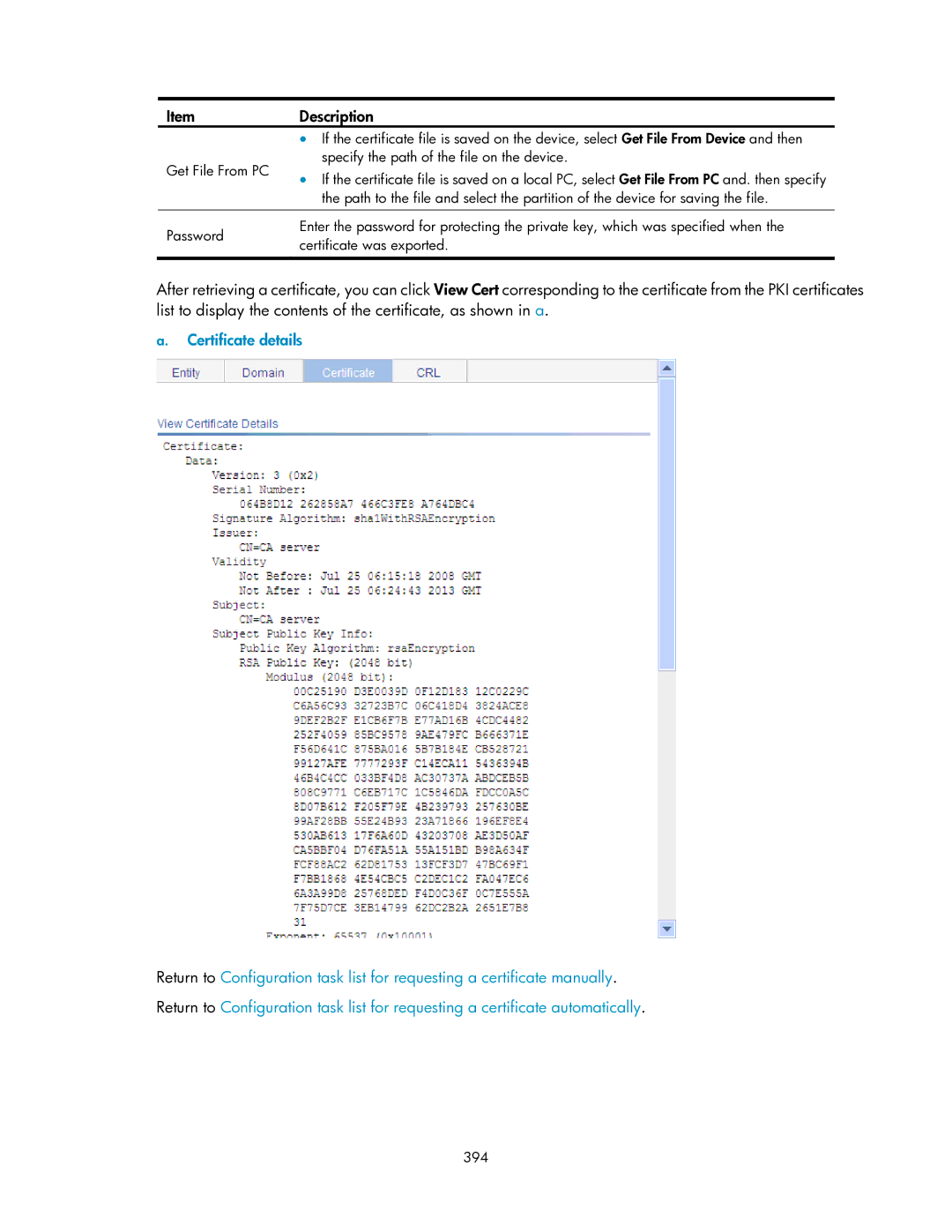 HP V1910 manual Get File From PC Specify the path of the file on the device, 394 