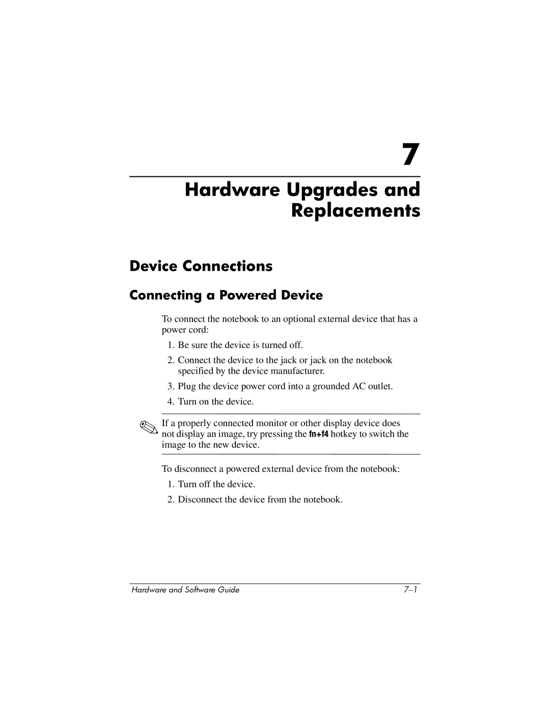 HP V2025AP, V2110US, V2107AP, V2105AP, V2100, V2042AP, V2045AP, V2043AP, V2046AP Device Connections, Connecting a Powered Device 