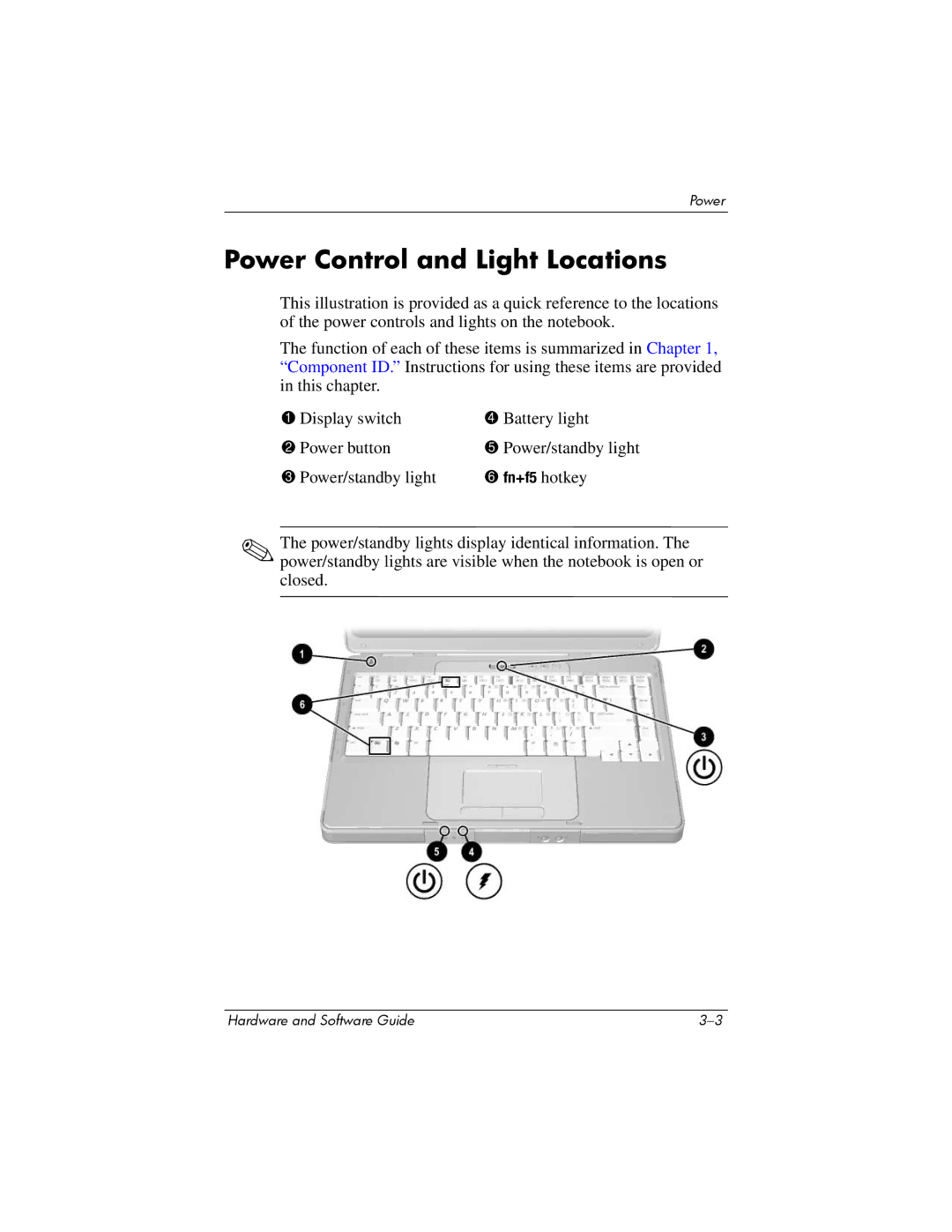 HP V2015AP, V2110US, V2107AP, V2105AP, V2100, V2042AP, V2045AP, V2043AP, V2046AP, V2069CL, V2300 Power Control and Light Locations 