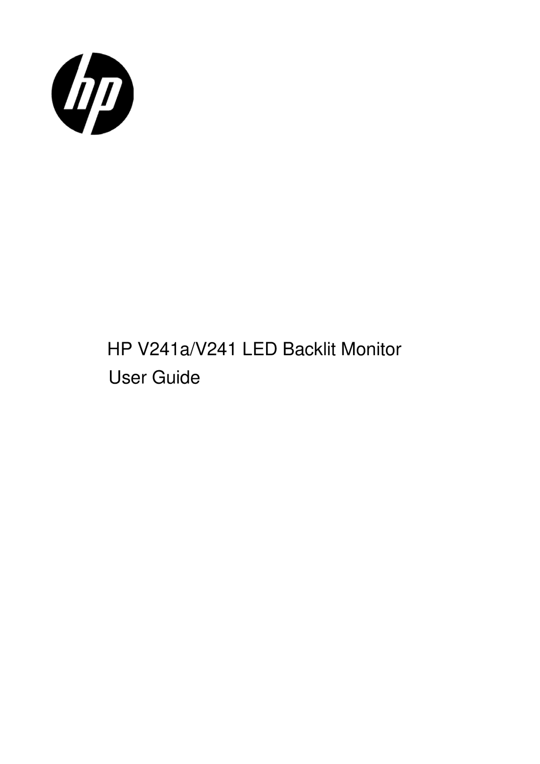 HP V241 23.6-inch manual HP V241a/V241 LED Backlit Monitor User Guide 