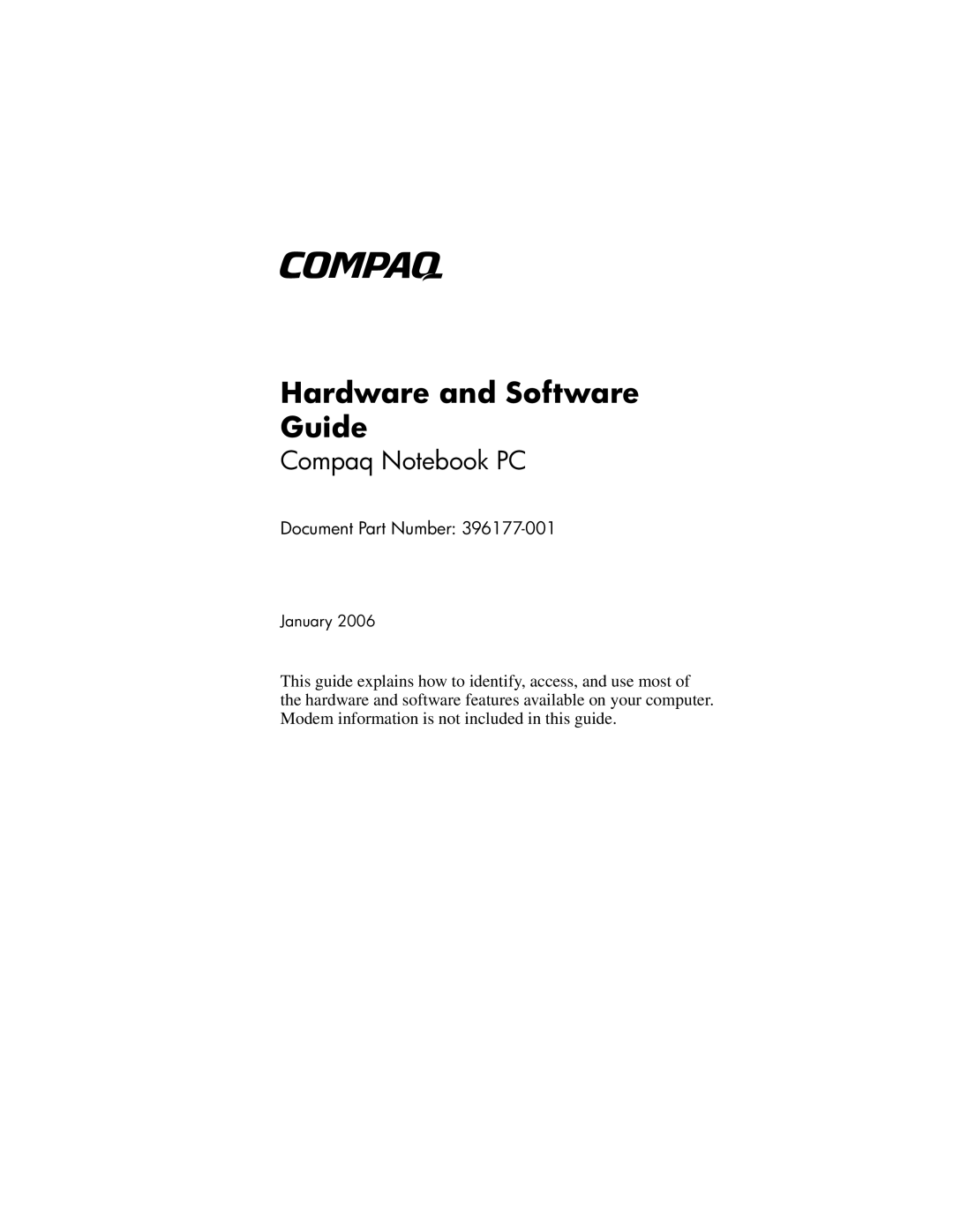 HP V2628TN, V2630TN, V2629TN, V2620TN, V2619TN, V2698XX, V2655US, V2614TN, V2611TN, V2000T manual Hardware and Software Guide 