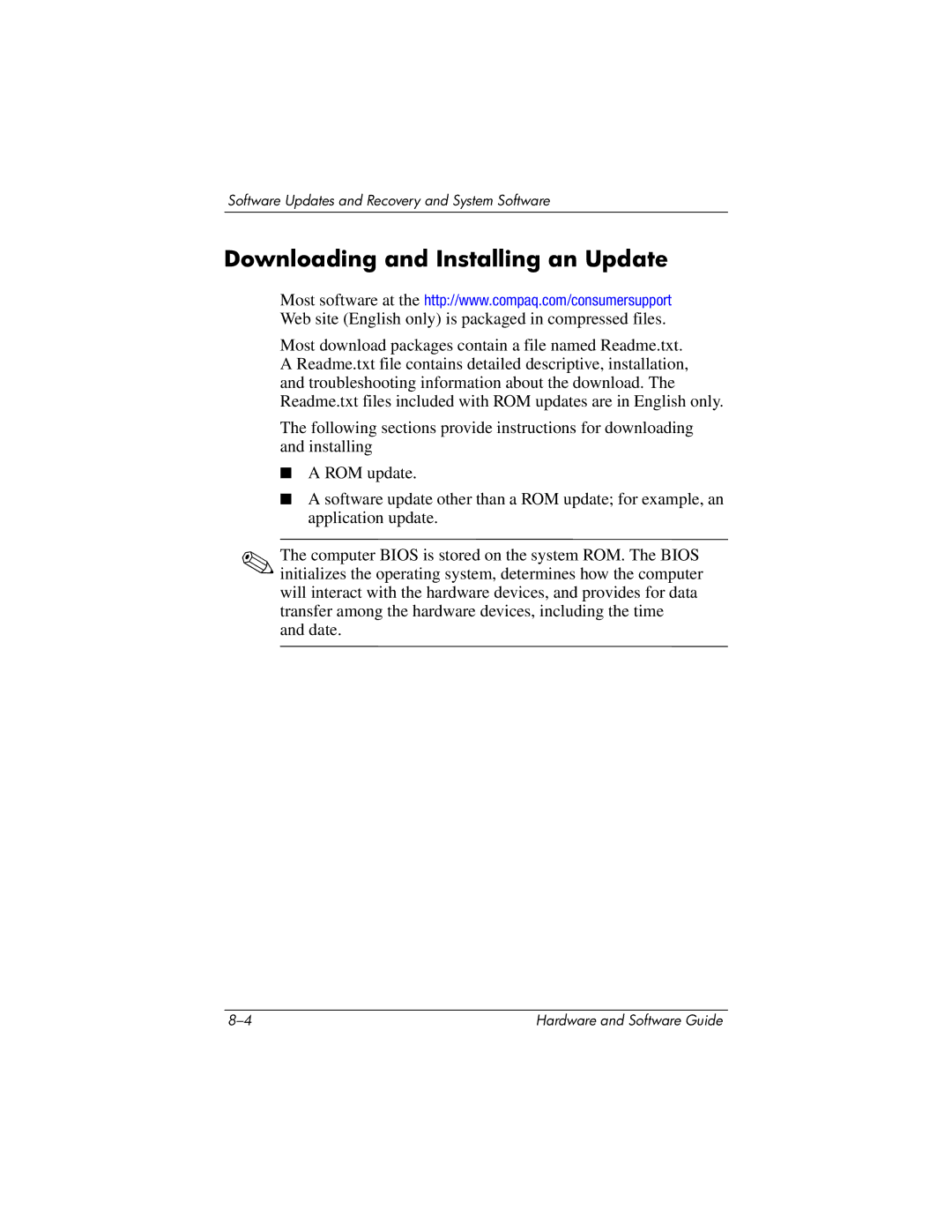 HP V2601TN, V2630TN, V2628TN, V2629TN, V2620TN, V2619TN, V2698XX, V2655US, V2614TN, V2611TN Downloading and Installing an Update 