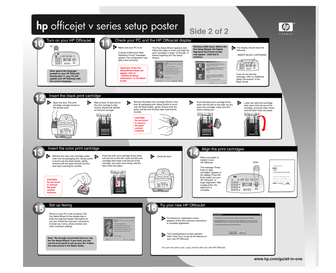 HP v30, v40xi manual Insert the black print cartridge, Align the print cartridges, Try your new HP OfficeJet 