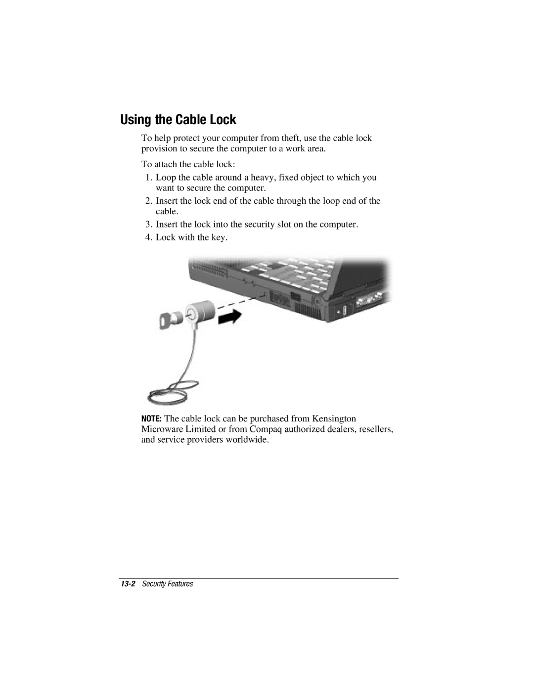 HP V300 manual Using the Cable Lock 