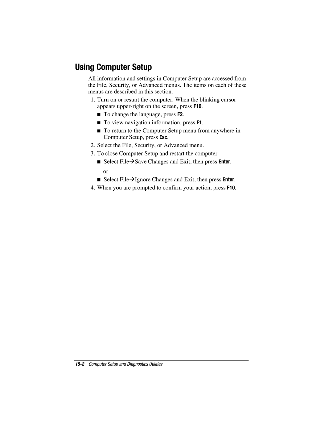 HP V300 manual Using Computer Setup 