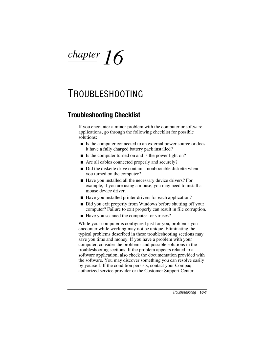 HP V300 manual Troubleshooting Checklist 