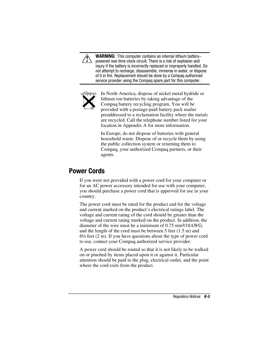 HP V300 manual Power Cords 