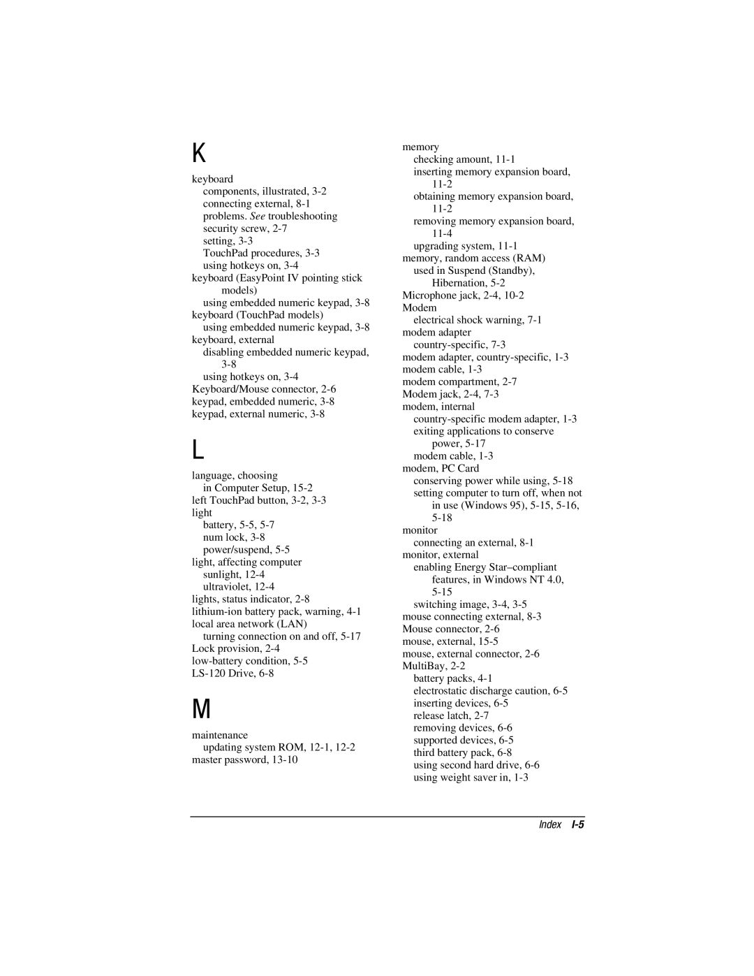 HP V300 manual Index 