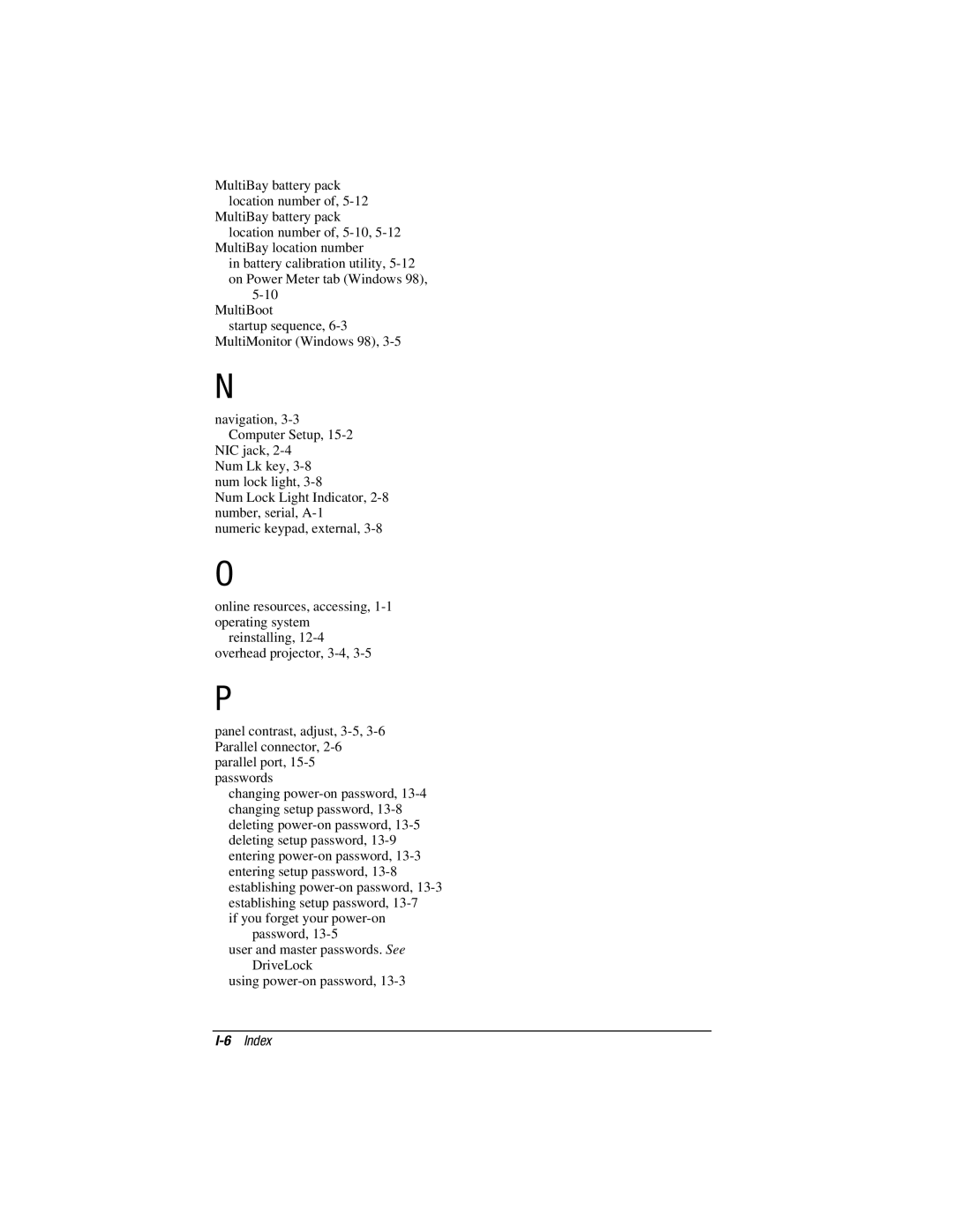 HP V300 manual Index 