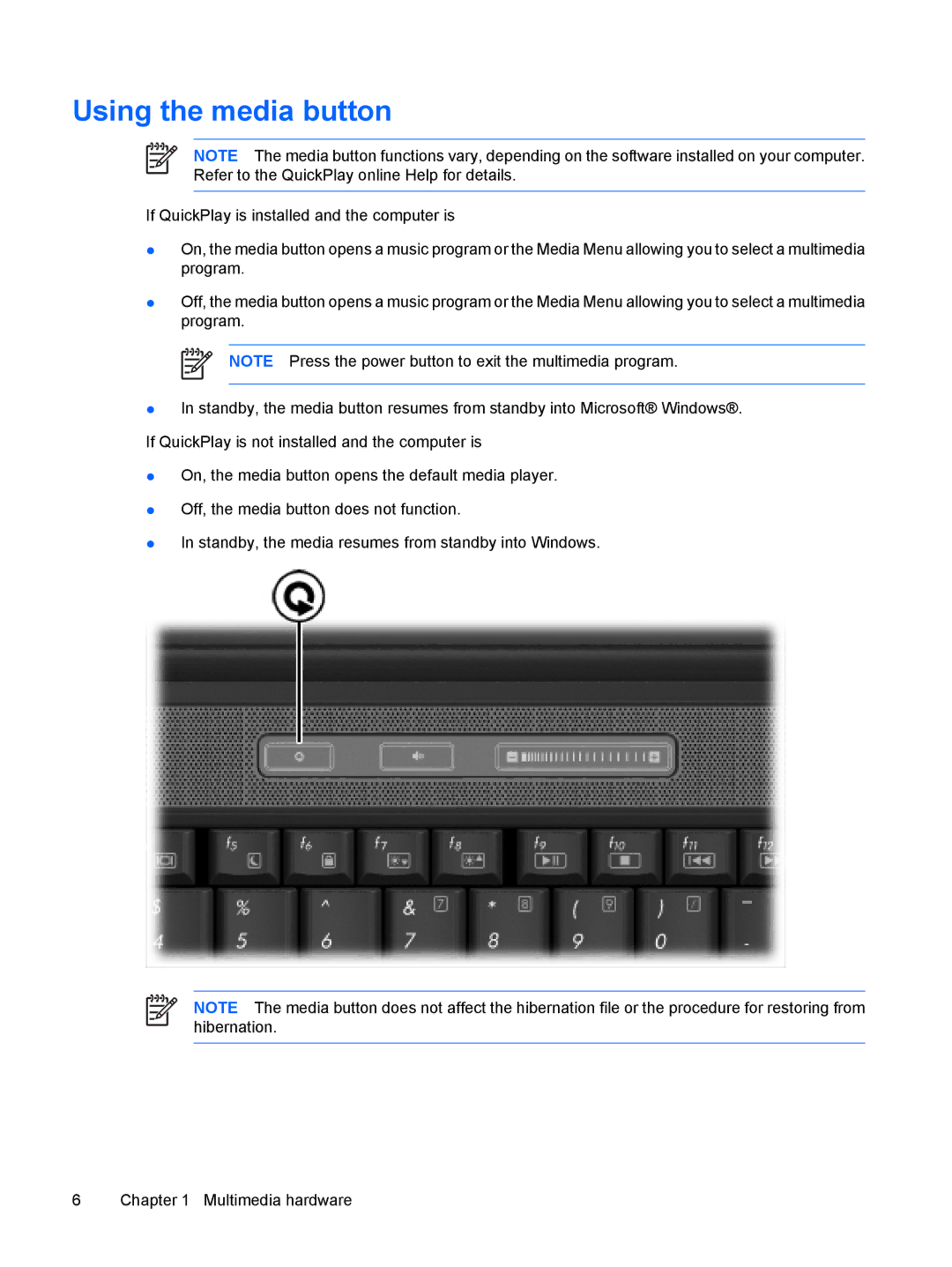 HP V3003XX, V3018CL, V3018US, V3016US, V3015NR, V3014TU, V3014AU, V3013AU, V3009AU, V3010US, V3008AU, V3006TU Using the media button 