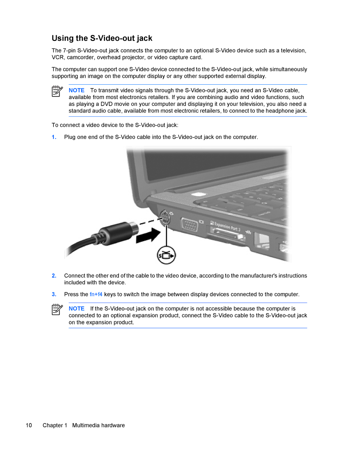 HP V3000T, V3018CL, V3018US, V3016US, V3015NR, V3014TU, V3014AU, V3013AU, V3009AU, V3010US, V3008AU manual Using the S-Video-out jack 