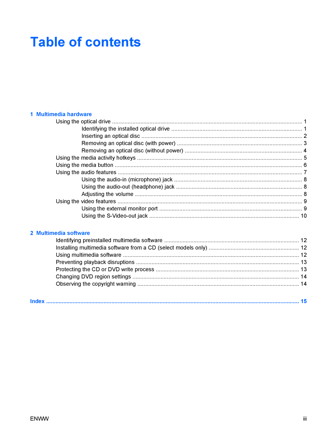 HP V3416TX, V3420AU, V3419TU, V3422AU, V3413TX, V3418LA, V3415TU, V3411TX, V3417LA, V3409AU, V3406AU, V3405AU manual Table of contents 