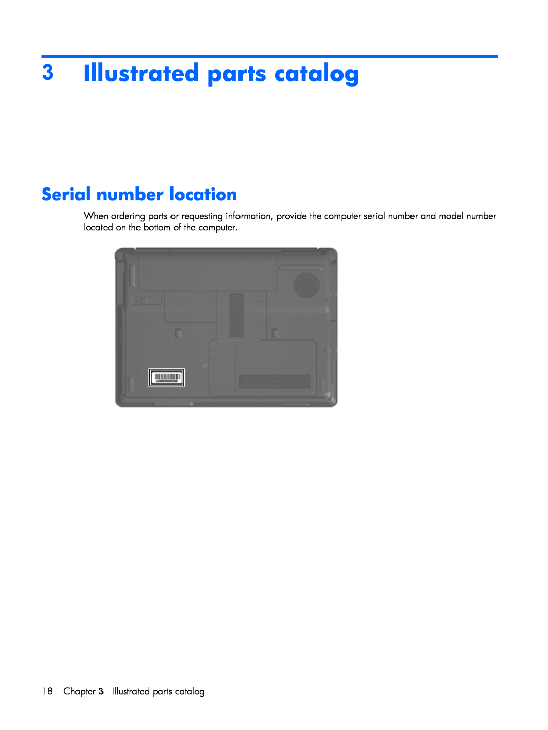 HP V3819TU, V3523TU, V3930TU, V3931TU, V3929TU, V3928TU, V3925TU, V3923TU manual Illustrated parts catalog, Serial number location 