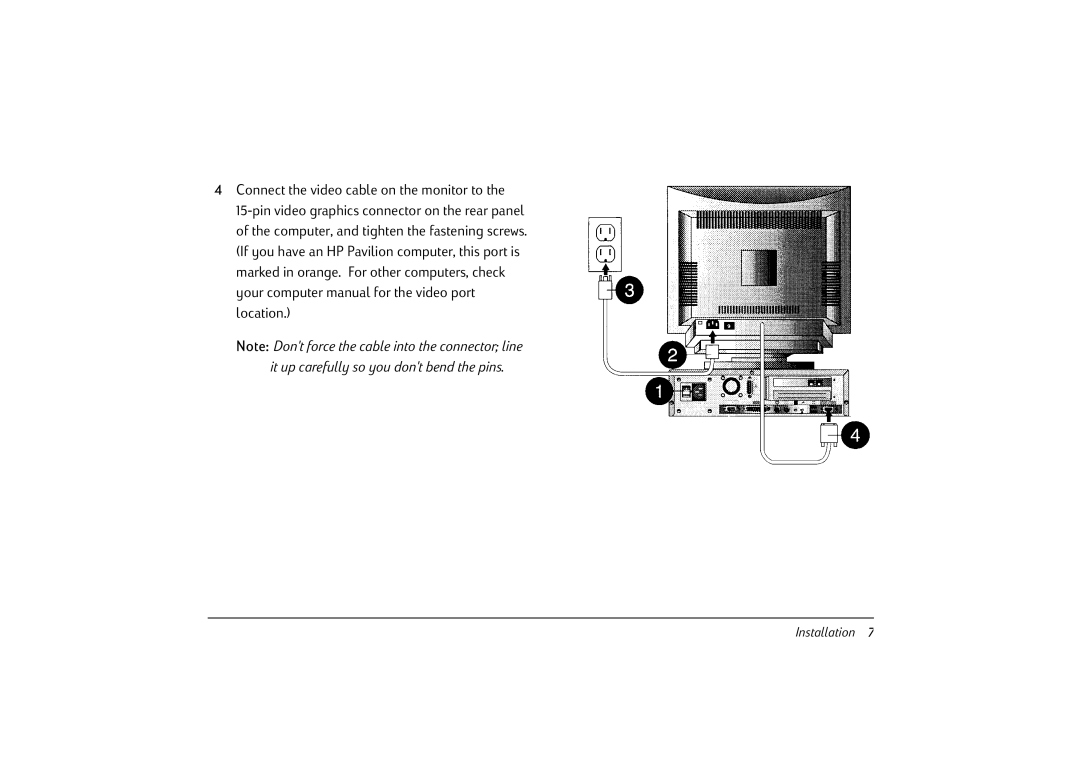 HP v50 15 inch CRT manual Installation 