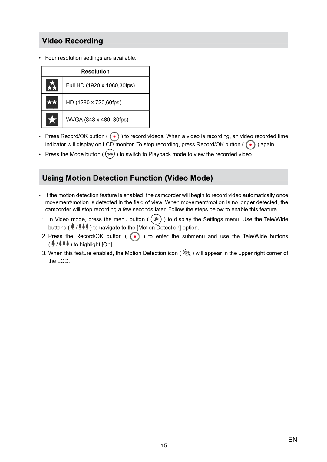 HP V5020u manual Video Recording, Using Motion Detection Function Video Mode 