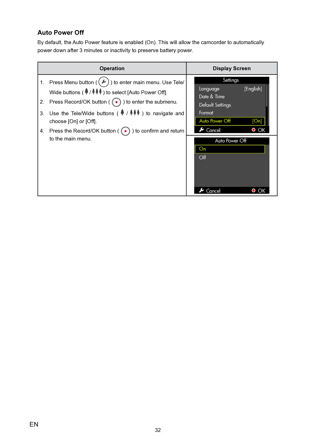 HP V5020u manual Auto Power Off 